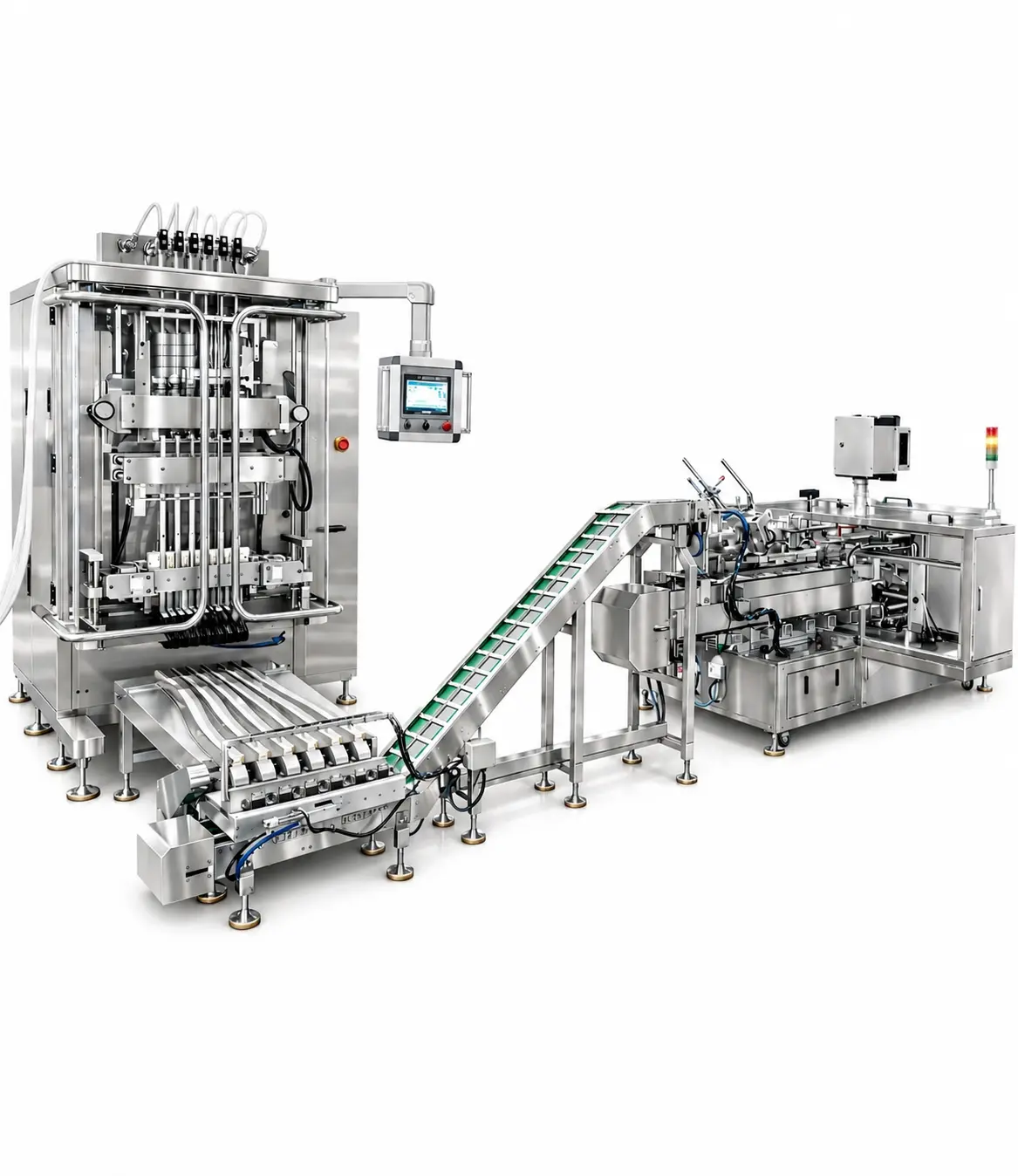 Fully automated end-of-line packaging automation with cartoning and case packing