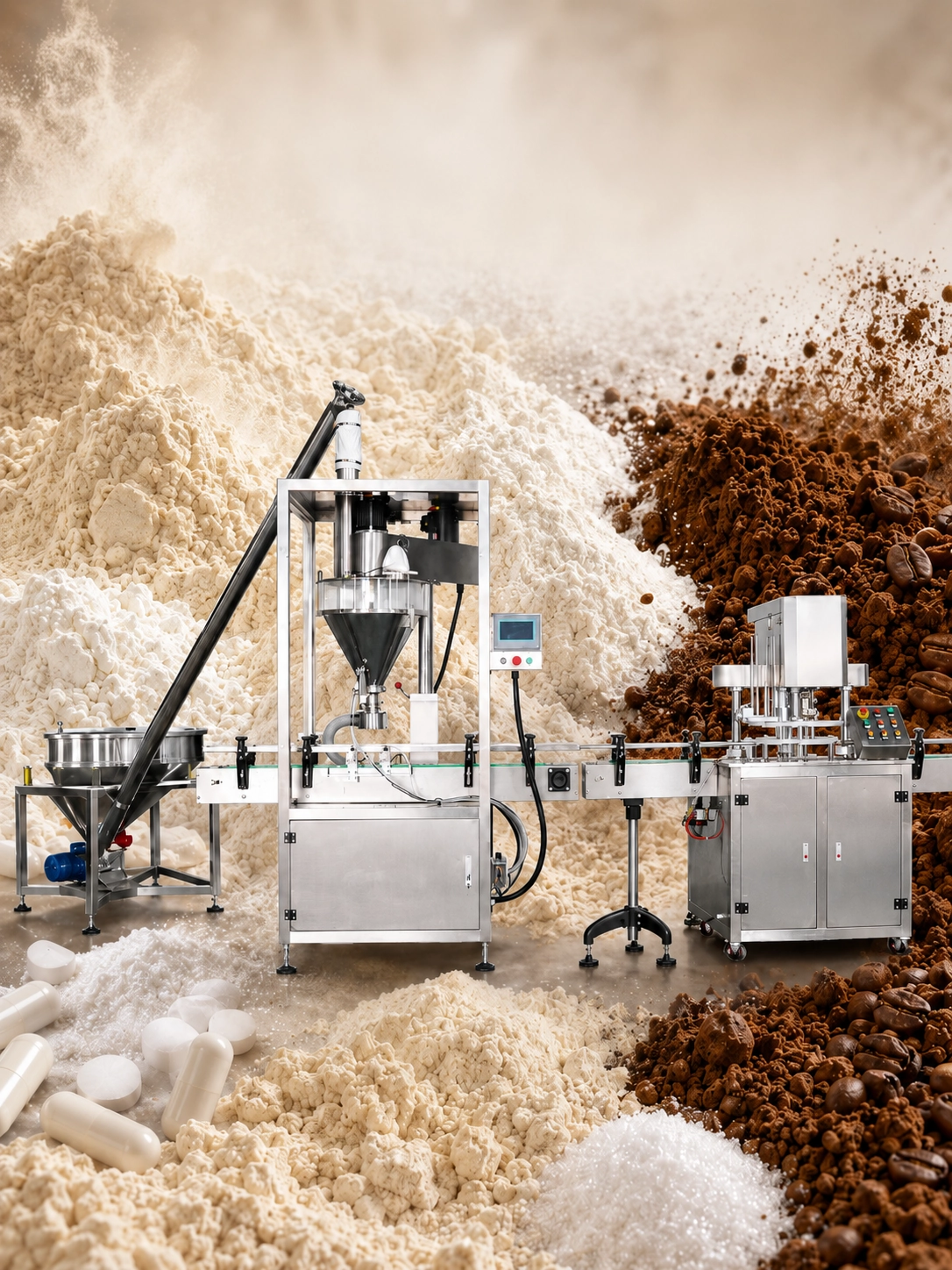 Automatic high-speed powder filling machine with servo auger dosing by EIXPACK.