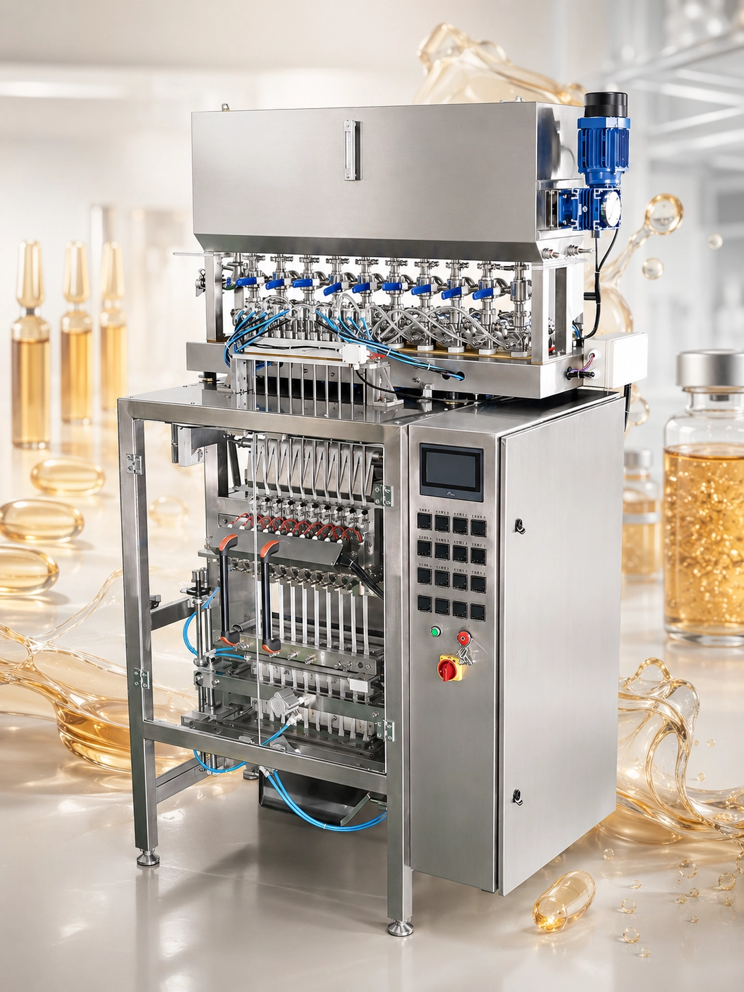 EIXPACK pharmaceutical gel stick pack packaging machine featuring sanitary 316L stainless steel dosing system