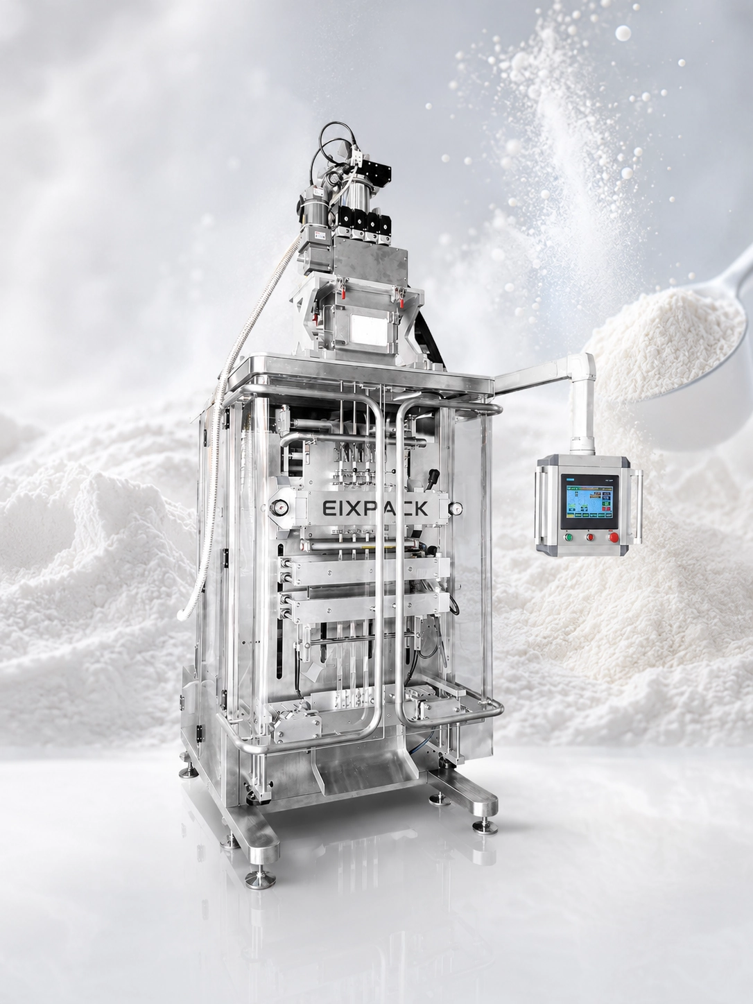 EIXPACK multi-lane powder stick pack machine for health supplements in a cGMP laboratory