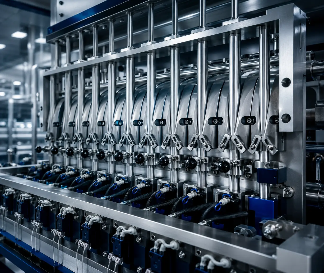 Complex servo-driven multilane auger dosing system for high-speed powder packaging