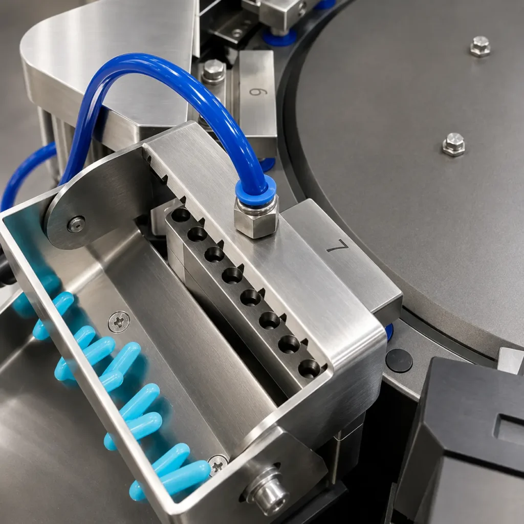 Automatic rejection system on pill capsule filling machine