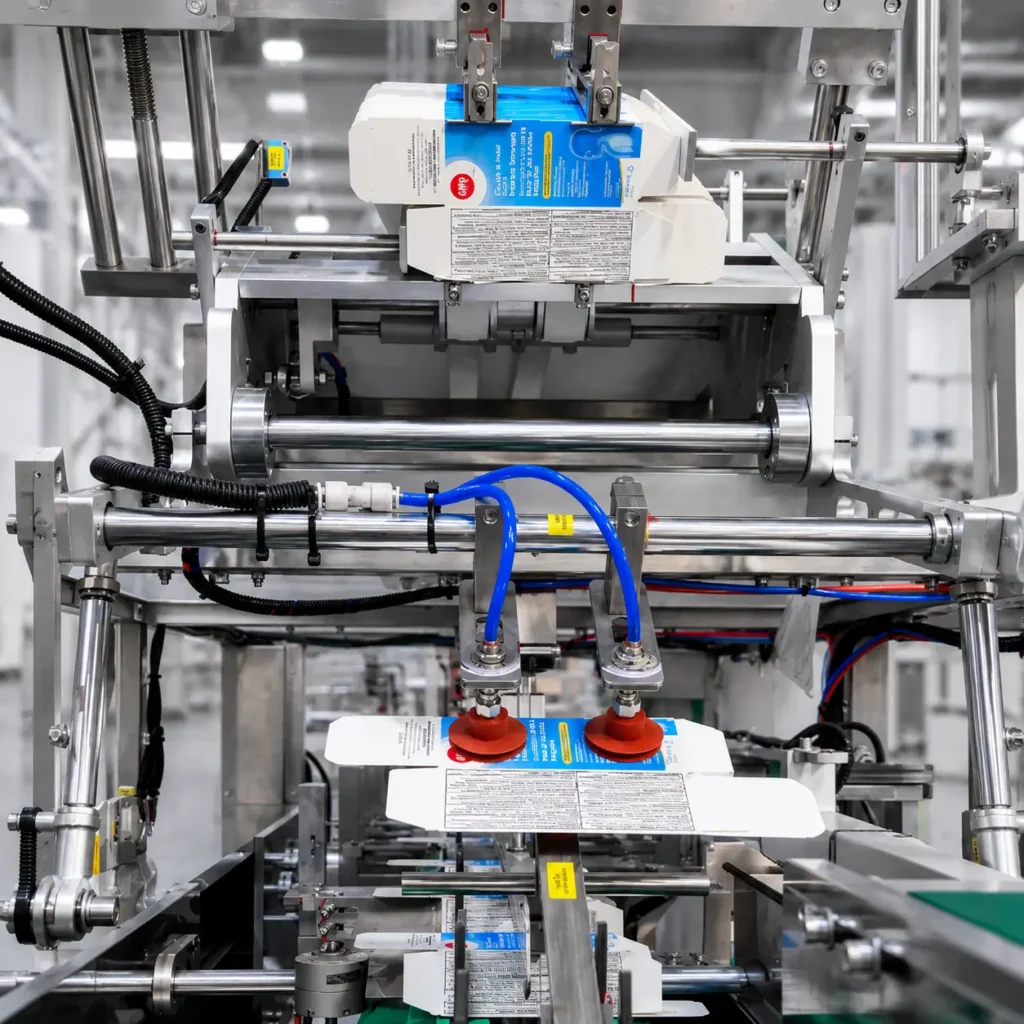 Rotary carton feeder on horizontal cartoning machine