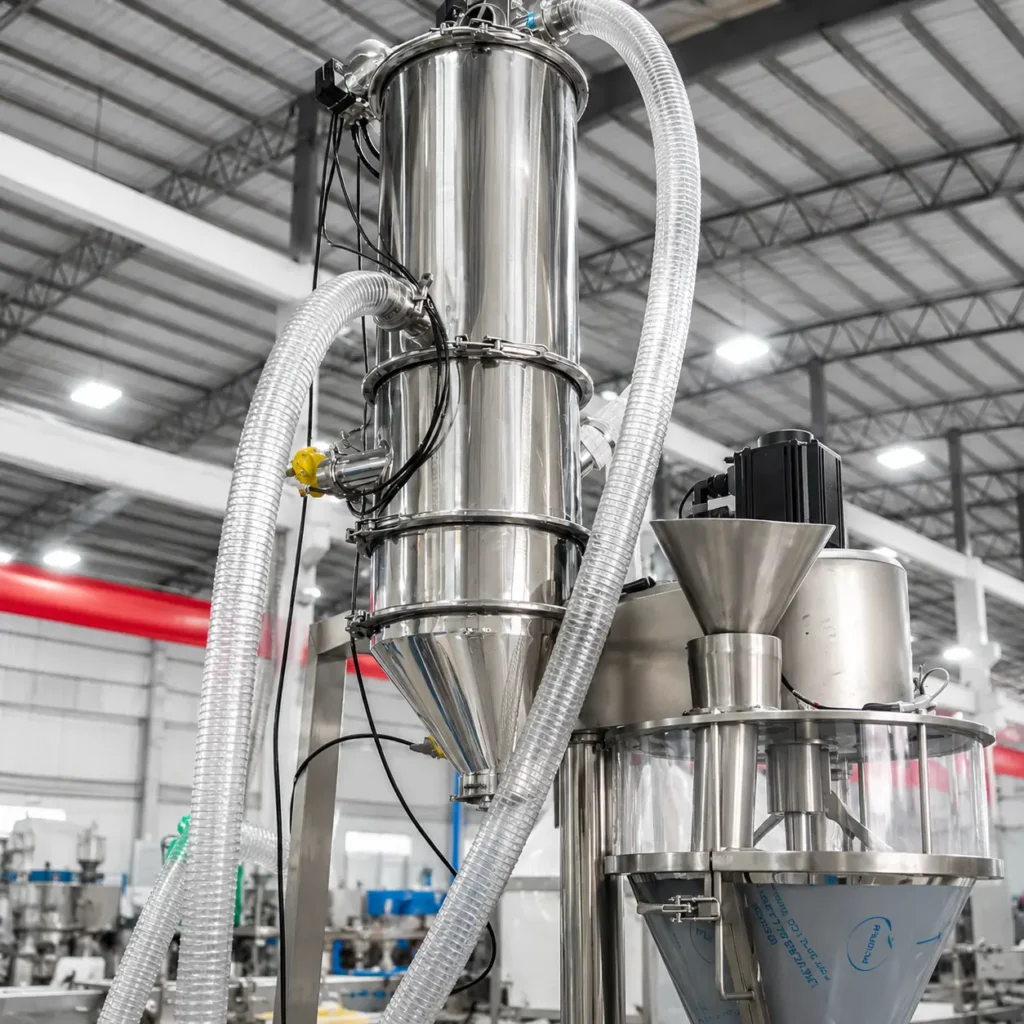 Inline metal detector with auto-reject on milk powder filling line
