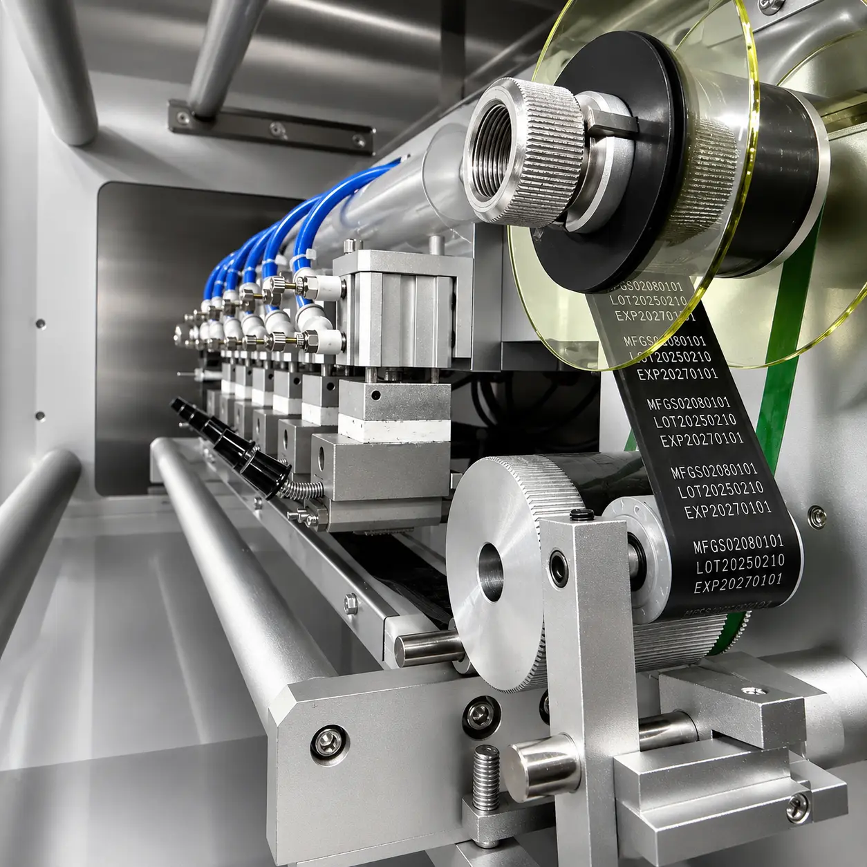 TTO thermal transfer overprinter on pharmaceutical liquid stick pack packaging machines