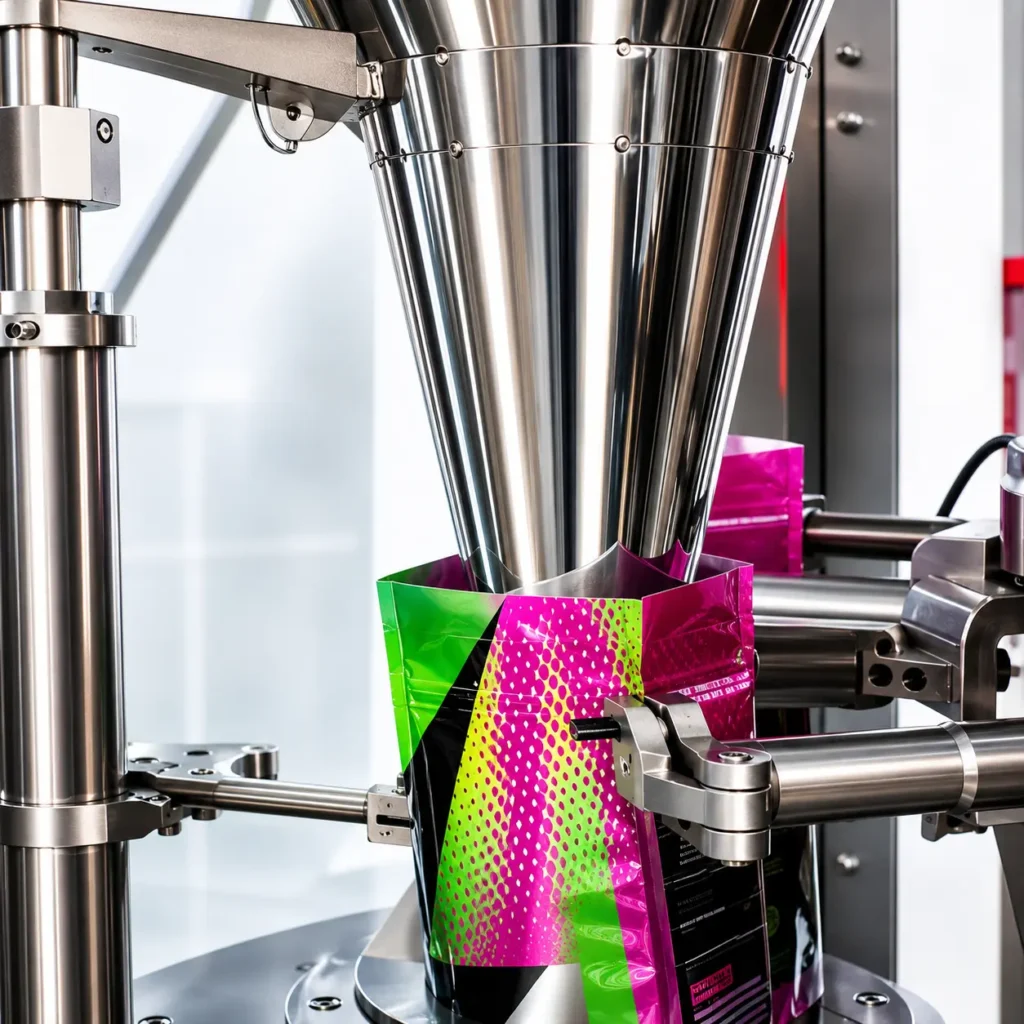 Servo-driven diving auger filler on matcha zipper pouch packing machine