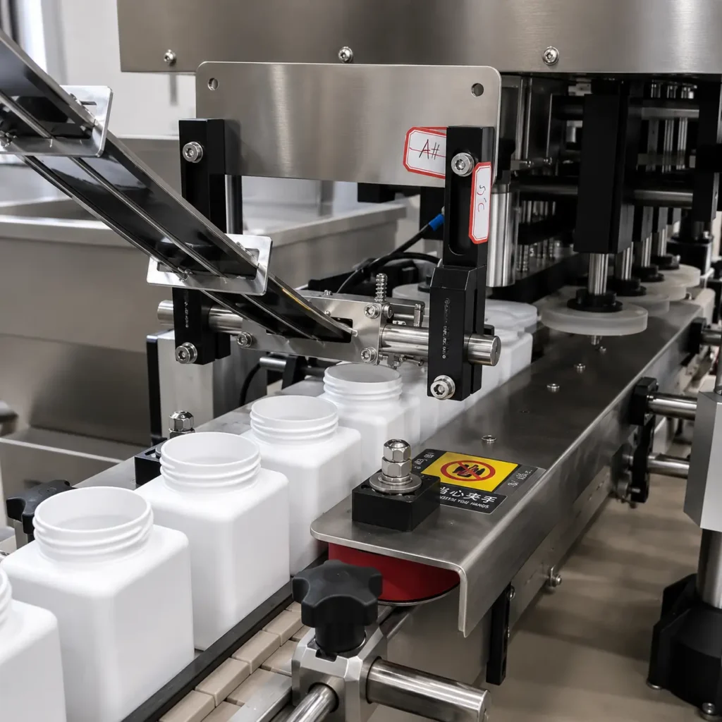 Servo capping machine on granule filling line