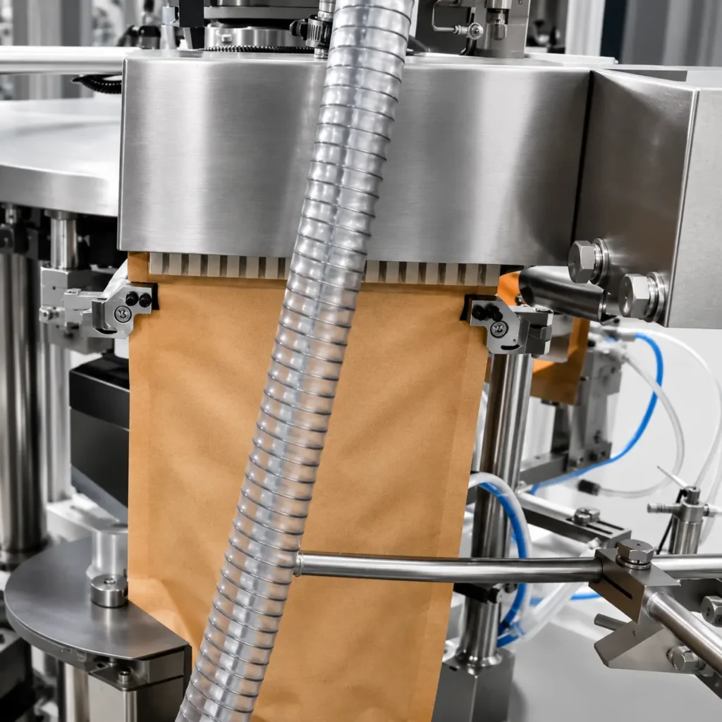 Zipper track cleaning system on collagen powder zipper pouch packing machine
