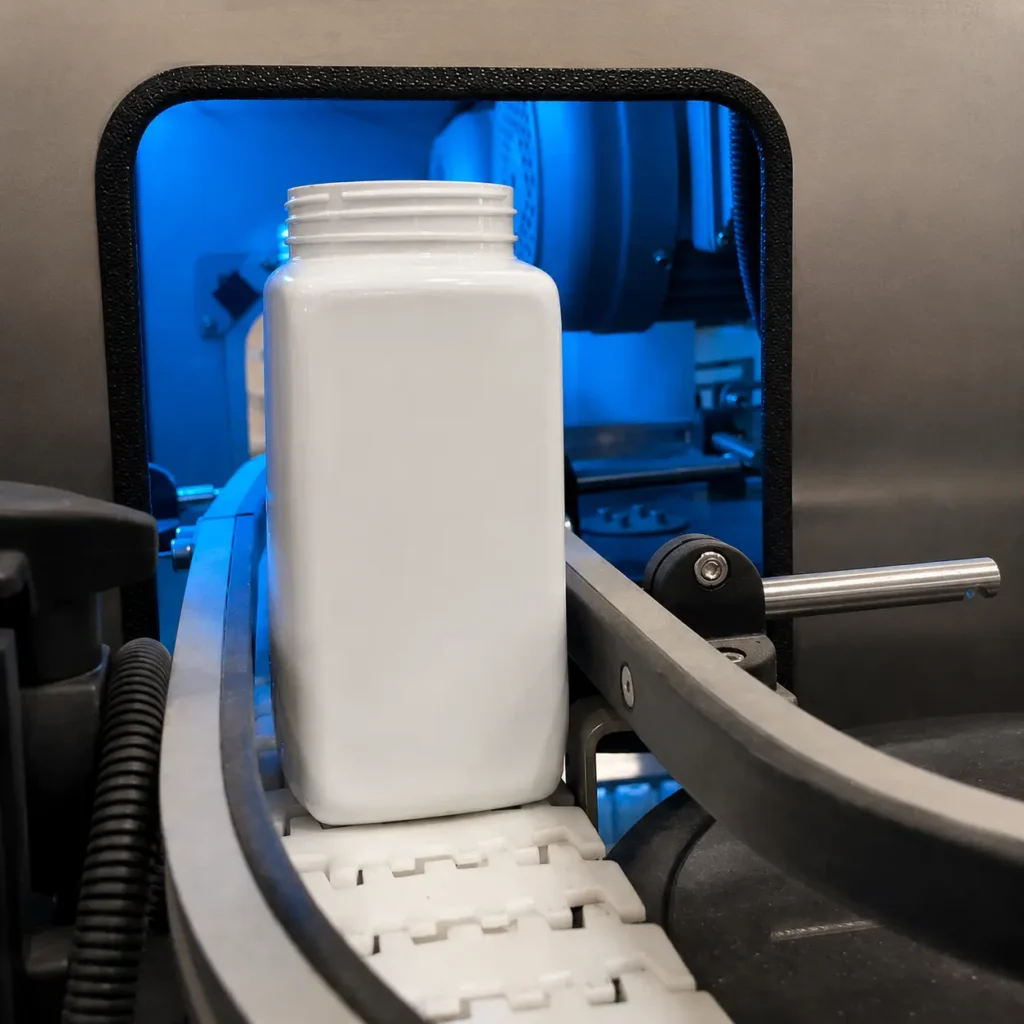 Inline UV sterilization tunnel on capsule granule filling machine
