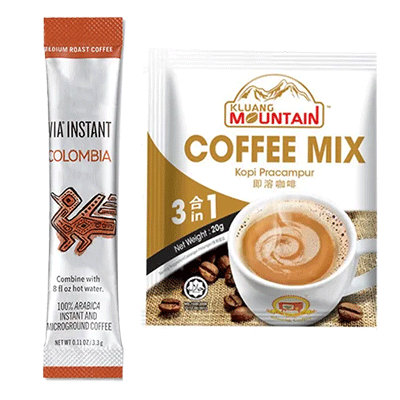 Soluble granular coffee stick pack