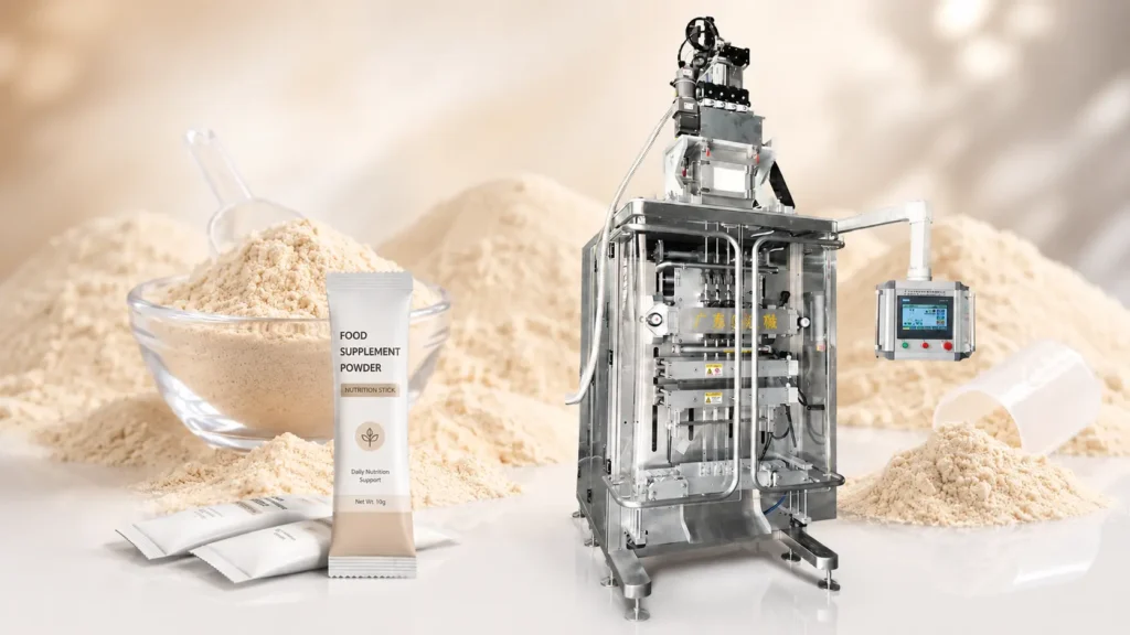 Food supplement powder stick pack packaging machines for supplement brands